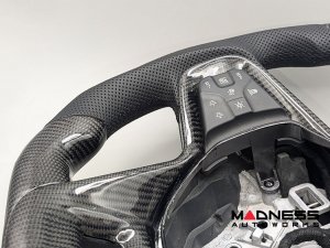 Ford Bronco Custom Steering Wheel - Carbon Fiber - Round Top - Black Stitching - Perforated Leather